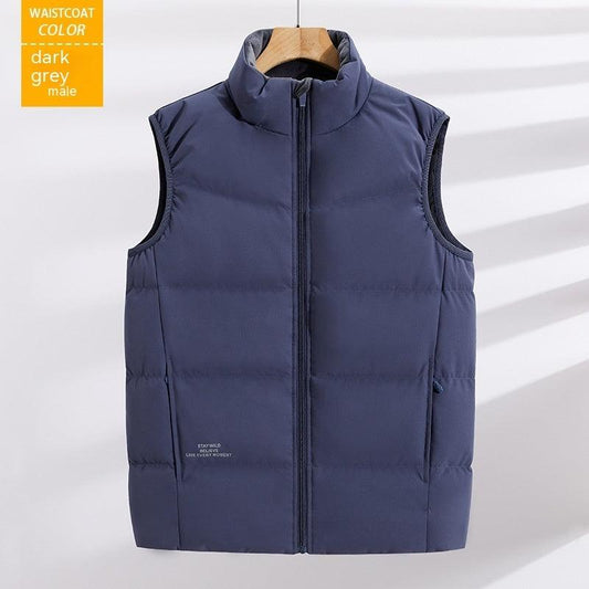 Plus Size Down Vest Stand Collar Waistcoat - MANDOTOS