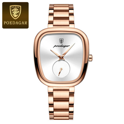 POEDAGAR Luxury Ladies Watch Stainless Steel Waterproof Quartz Watch for Woman High Quality Female Clock Elegant Women's Watches - MANDOTOS
