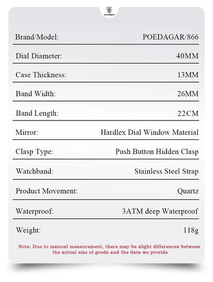 POEDAGAR Luxury Square Sport Man Wristwatch Waterproof Luminous Chronograph Quartz Men's Watches Stainless Steel Men Watch Reloj - MANDOTOS