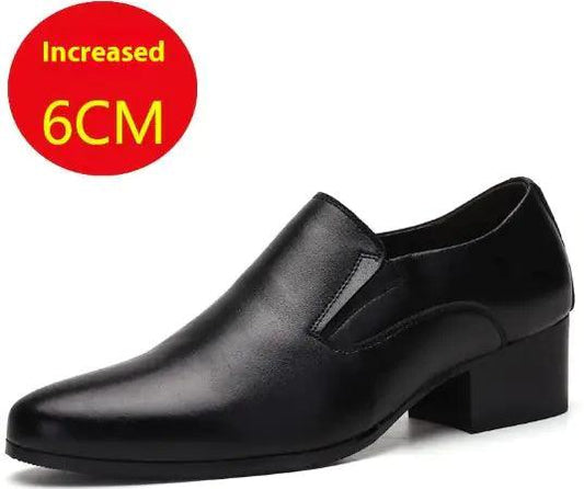 Pointed Leather Shoes Genuine Leather Men's Elevator Shoes - MANDOTOS
