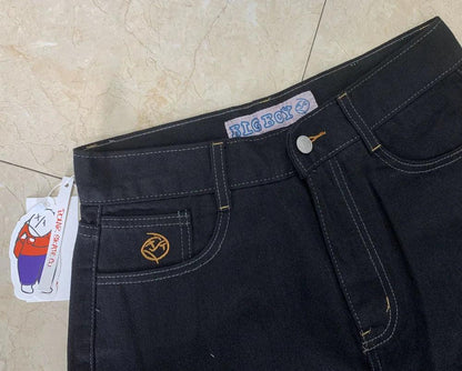 Polar Big Boy Embroidery Jeans Y2K Pants Streetwear Gothic Cartoon Blue Baggy Jeans Retro Punk Rock High Waist Denim Trousers - MANDOTOS