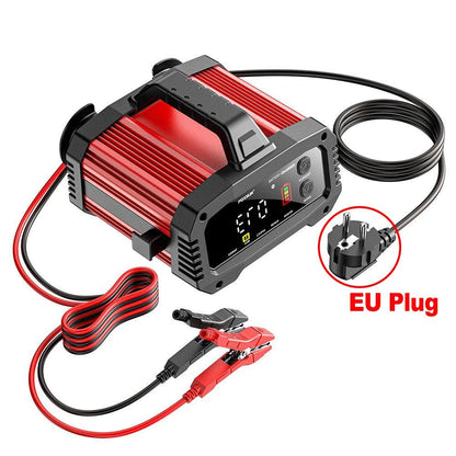 Portable 25A/15A Smart Car Battery Charger for 12V-24V Motorcycle Lead Acid AGM GEL LiFePo4 Batteries Car Booster Pulse Repair - MANDOTOS