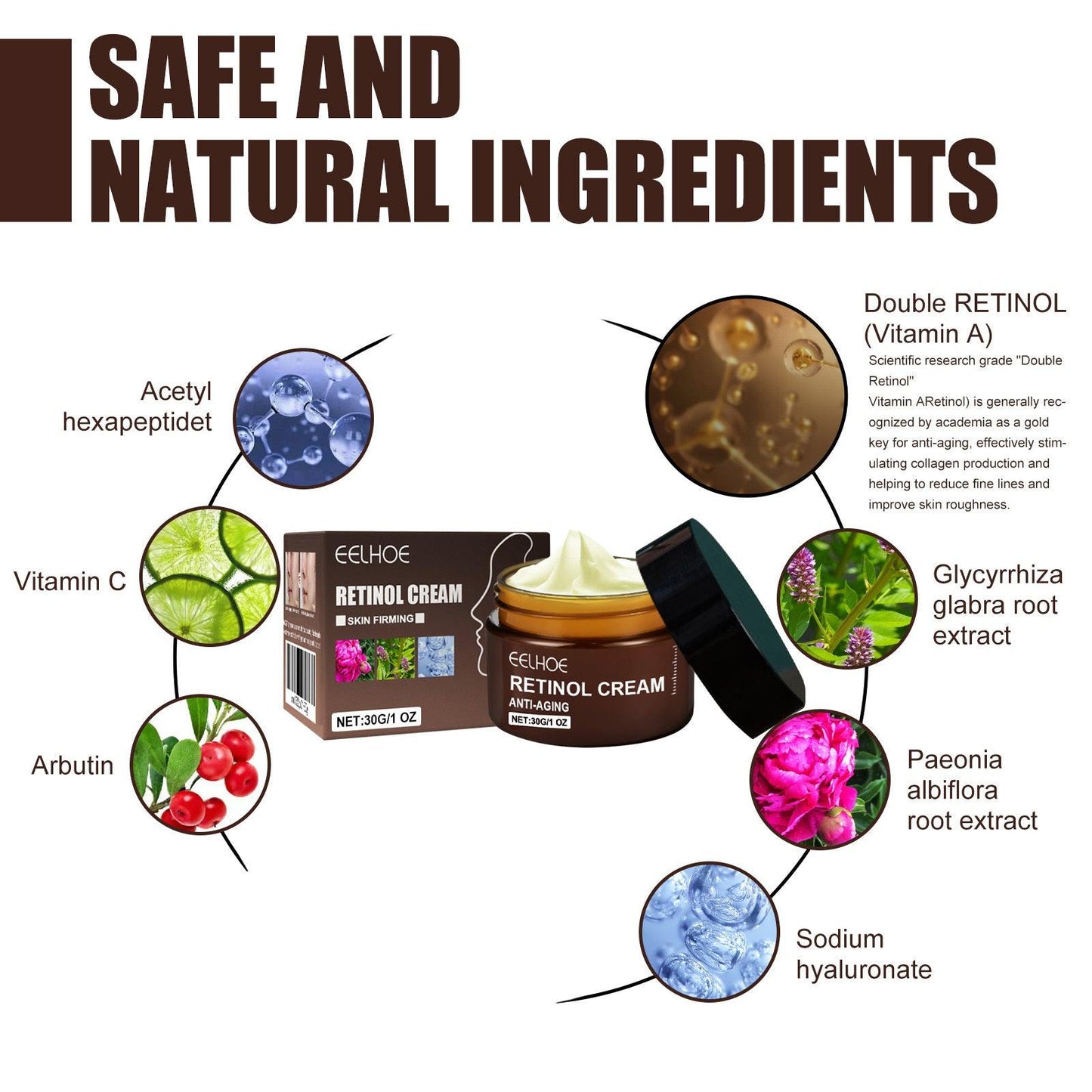 Retinol Anti Aging Wrinkle Removal Skin Firming Cream, EELHOE Retinol Cream Anti-Aging With Hyaluronic Acid And Vitamin - MANDOTOS