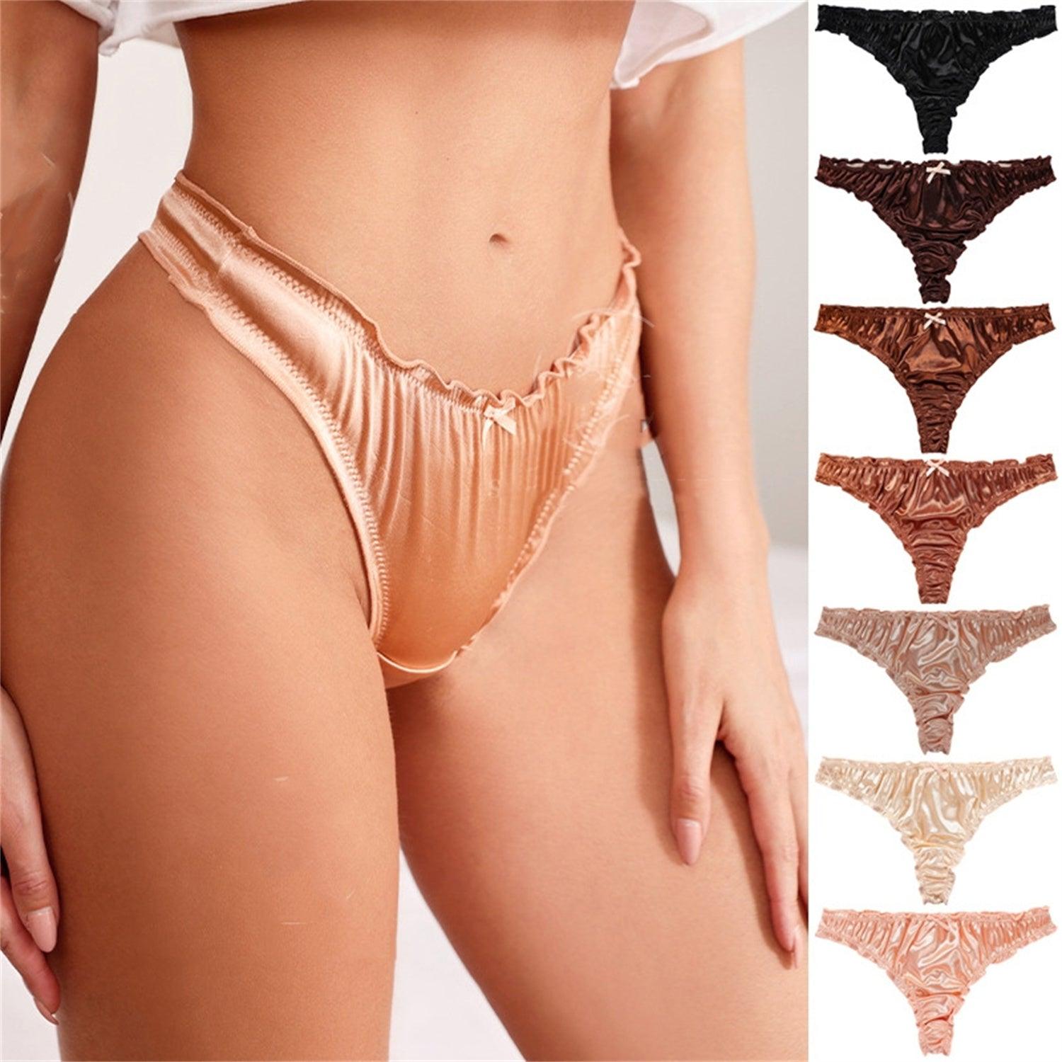 Satin Cotton Crotch T-back Women's Underwear - MANDOTOS