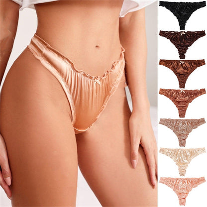 Satin Cotton Crotch T-back Women's Underwear - MANDOTOS
