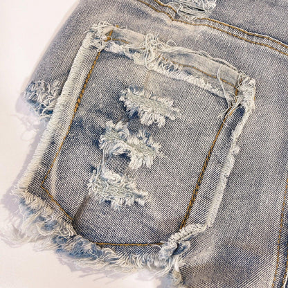 Sexy European and American Raw Hem High Waist Fun Light-Colored Jeans - MANDOTOS