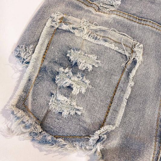 Sexy European and American Raw Hem High Waist Fun Light-Colored Jeans - MANDOTOS