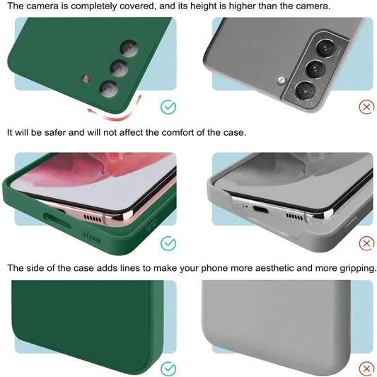 Luxury silicone case for Samsung Galaxy S24, S20, S21, S22, S23, Note 10, 20 with sleek design and liquid protection.