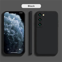 Luxury silicone case for Samsung Galaxy S24, S20, S21, S22, S23, Note 10, 20 with sleek design and liquid protection.