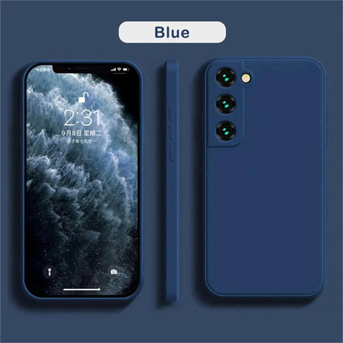 Luxury silicone case for Samsung Galaxy S24, S20, S21, S22, S23, Note 10, 20 with sleek design and liquid protection.