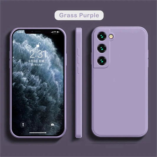 Luxury silicone case for Samsung Galaxy S24/S20/S21/S22/S23 and Note 10/20 featuring sleek design and premium liquid protection.