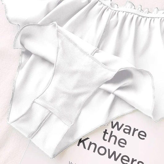 Silk Satin Sexy Panties Simple Flowers Floral Printed Lace Pajamas Underwear Fashionable Oversized Women Shorts Under Wears - MANDOTOS