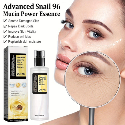 Snail Mucin Power Essence Moisturiser, 100ml Snail Mucin Essence Repairing Hyaluronic Acid Essence, Hydrating Serum For Face With Snail Secretion Filtrate For Dark Spots And Fine Lines - MANDOTOS