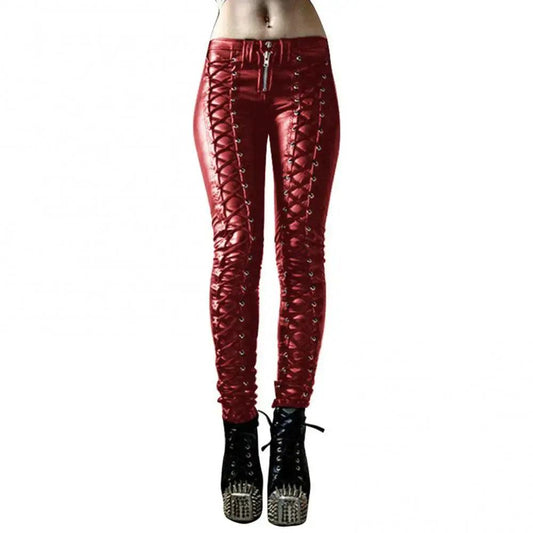Steampunk Leather Skinny Pants - MANDOTOS