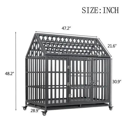 Sturdy Canine Kennel with Roof and Windows - MANDOTOS