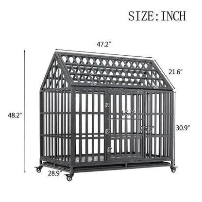 Sturdy Canine Kennel with Roof and Windows - MANDOTOS
