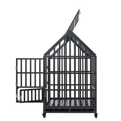 Sturdy Canine Kennel with Roof and Windows - MANDOTOS