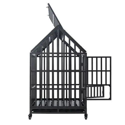 Sturdy Canine Kennel with Roof and Windows - MANDOTOS