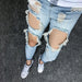 Summer Big Ripped Oversized Jeans Men's Cropped Jeans Men's Trendy K-style Beggar Scrape Cropped Ripped Pants - MANDOTOS
