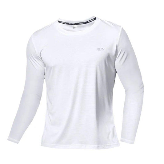 Summer Ice Silk Long Sleeve T-Shirt Men 2023 New Quick Dry Breathable Air Conditioning Outdoor Sun Protection Running Outer Wear - MANDOTOS