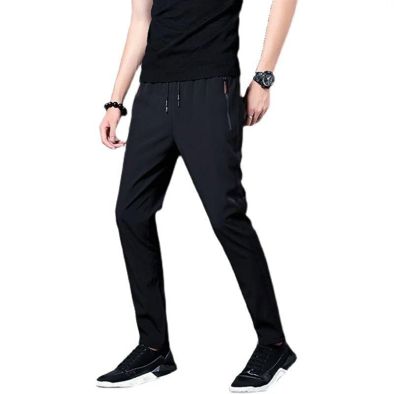 Summer men's ice silk quick drying casual pants slim fit Korean version ice silk pants sports pants straight tube quick drying p - MANDOTOS