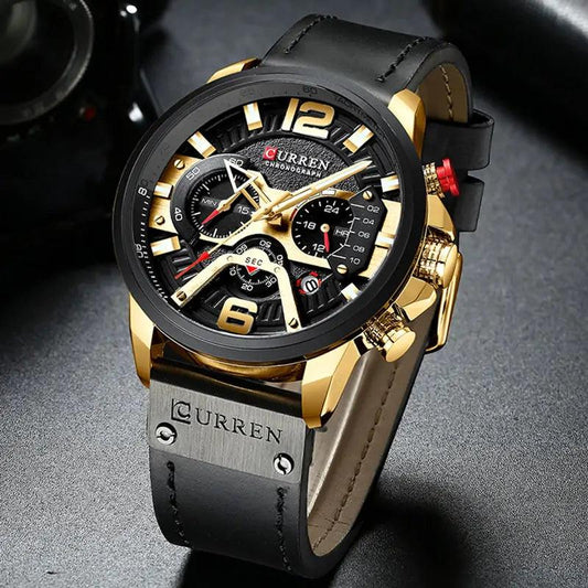 Tactical Elegance Leather Watch - MANDOTOS