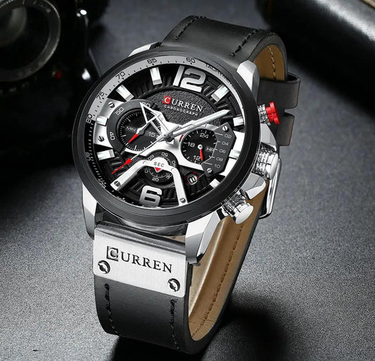 Tactical Elegance Leather Watch - MANDOTOS