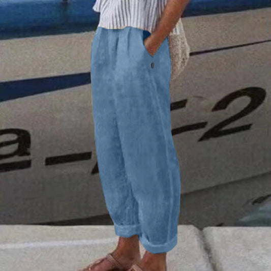 Teen Sweatpants Summer Women'S Solid Color High Waist Stitching Casual Pants Women Joggers Trousers Korean Fashion Trousers - MANDOTOS