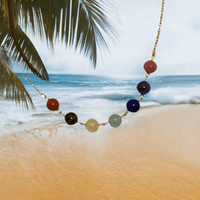 Chakra balance necklace by The Urban Charm featuring natural gemstones and a decorative charm on a delicate chain.