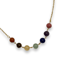 Chakra balance necklace by The Urban Charm featuring natural gemstone beads and a decorative charm.