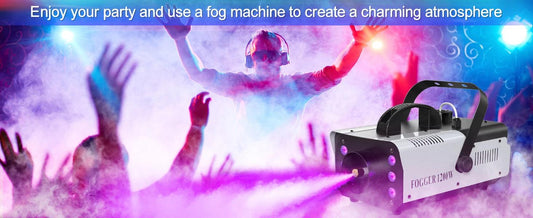U'King 1200W Fog Machine 6LEDs Remote Fogger Ejector Disco Colorful Smoke Machine DJ Christmas Party Effects Stage Light - MANDOTOS