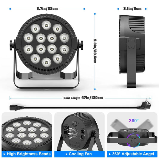 U'King 4PCS 80W Par Light 4in1 RGBW 14 LED Stage Effect Light DMX512 Remote Control Flat Light for KTV DJ Disco Bar Stage Light - MANDOTOS