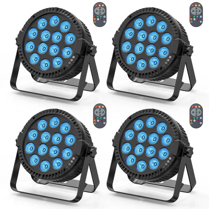 U'King 4PCS 80W Par Light 4in1 RGBW 14 LED Stage Effect Light DMX512 Remote Control Flat Light for KTV DJ Disco Bar Stage Light - MANDOTOS