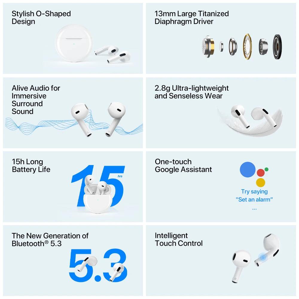 UMIDIGI G1 Buds TWS Wireless Earphones Bluetooth 5.3 ENC Sport Noise Reduction 380mAh Headsets With Microphone - MANDOTOS