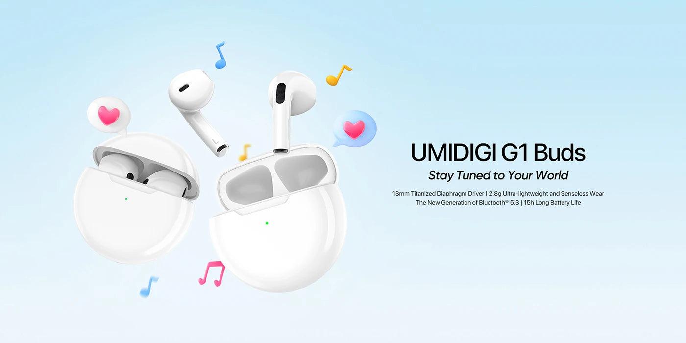 UMIDIGI G1 Buds TWS Wireless Earphones Bluetooth 5.3 ENC Sport Noise Reduction 380mAh Headsets With Microphone - MANDOTOS