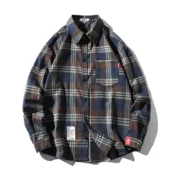 Unisex Checkered Long Sleeve Shirt - MANDOTOS