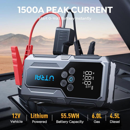 UTRAI 1500A Car Jump Starter Power Bank Portable 150PSI Air Pump Car Battery Emergency Boosters Starting Device Car Starter 2024 - MANDOTOS