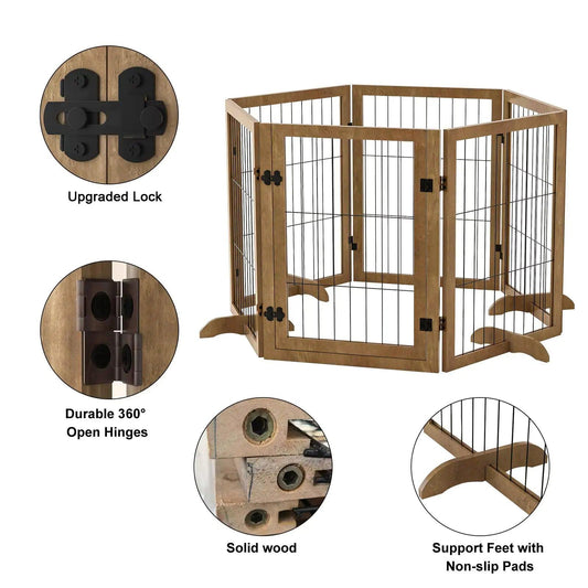 Wide Walk-Through 144in Dog Gate with 6 Panels - MANDOTOS