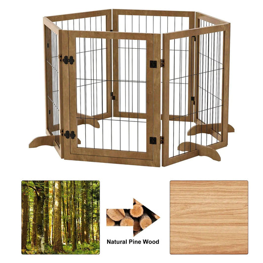 Wide Walk-Through 144in Dog Gate with 6 Panels - MANDOTOS