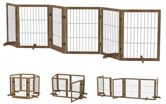 Wide Walk-Through 144in Dog Gate with 6 Panels - MANDOTOS