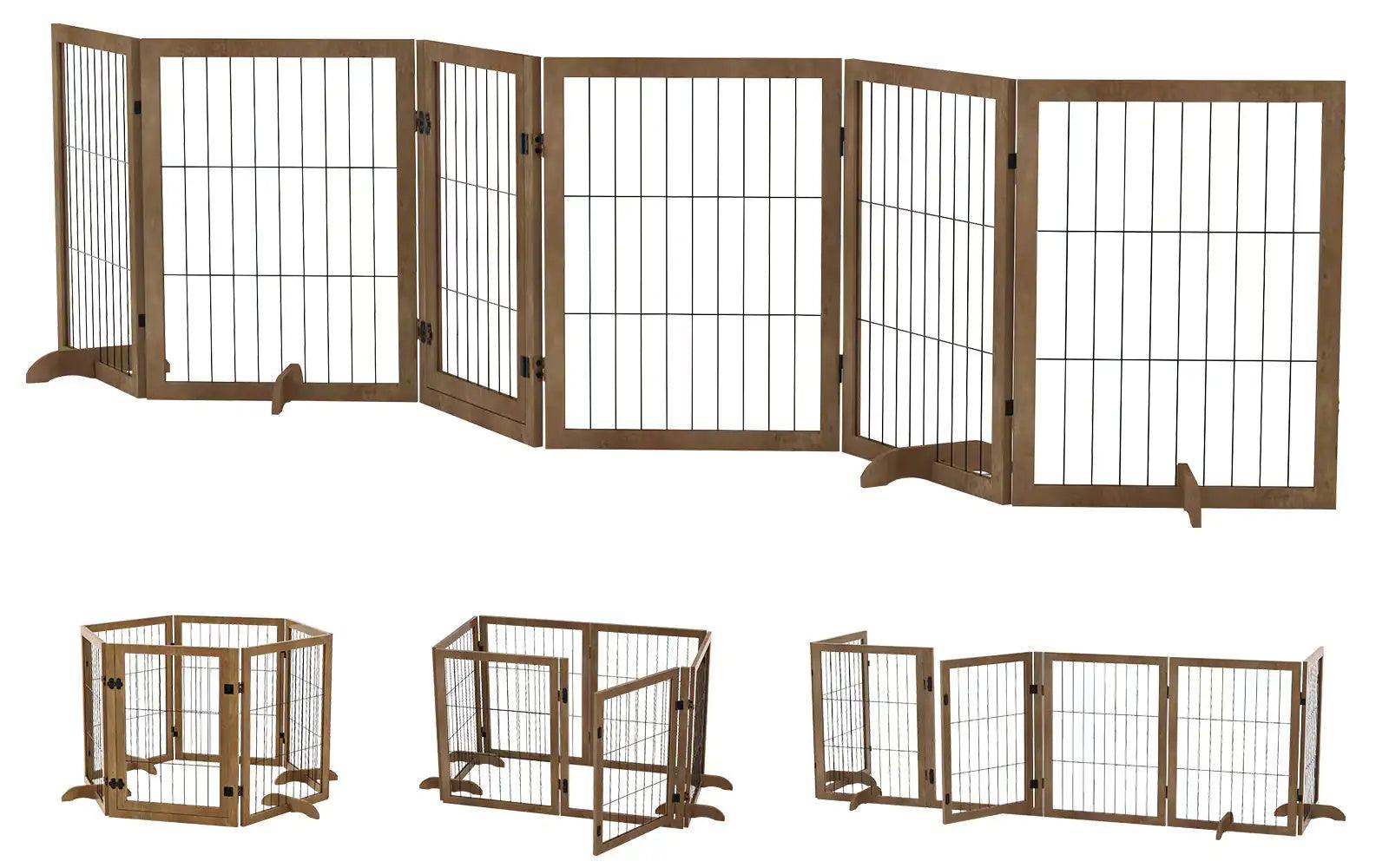 Wide Walk-Through 144in Dog Gate with 6 Panels - MANDOTOS