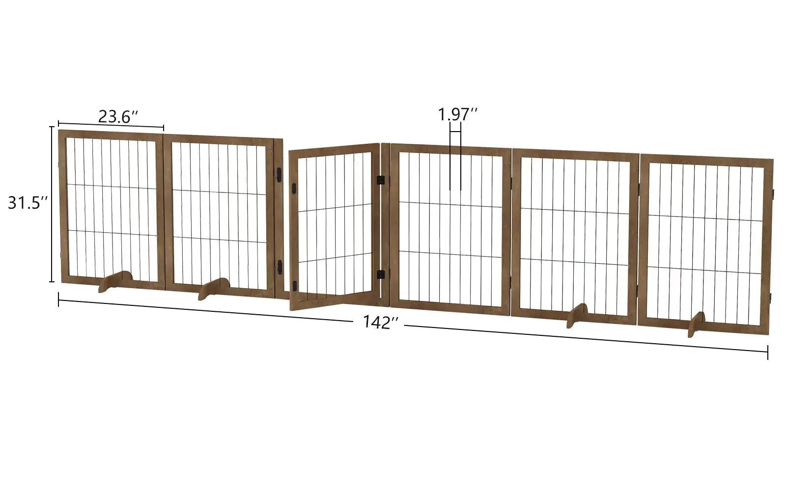 Wide Walk-Through 144in Dog Gate with 6 Panels - MANDOTOS
