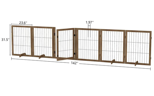 Wide Walk-Through 144in Dog Gate with 6 Panels - MANDOTOS