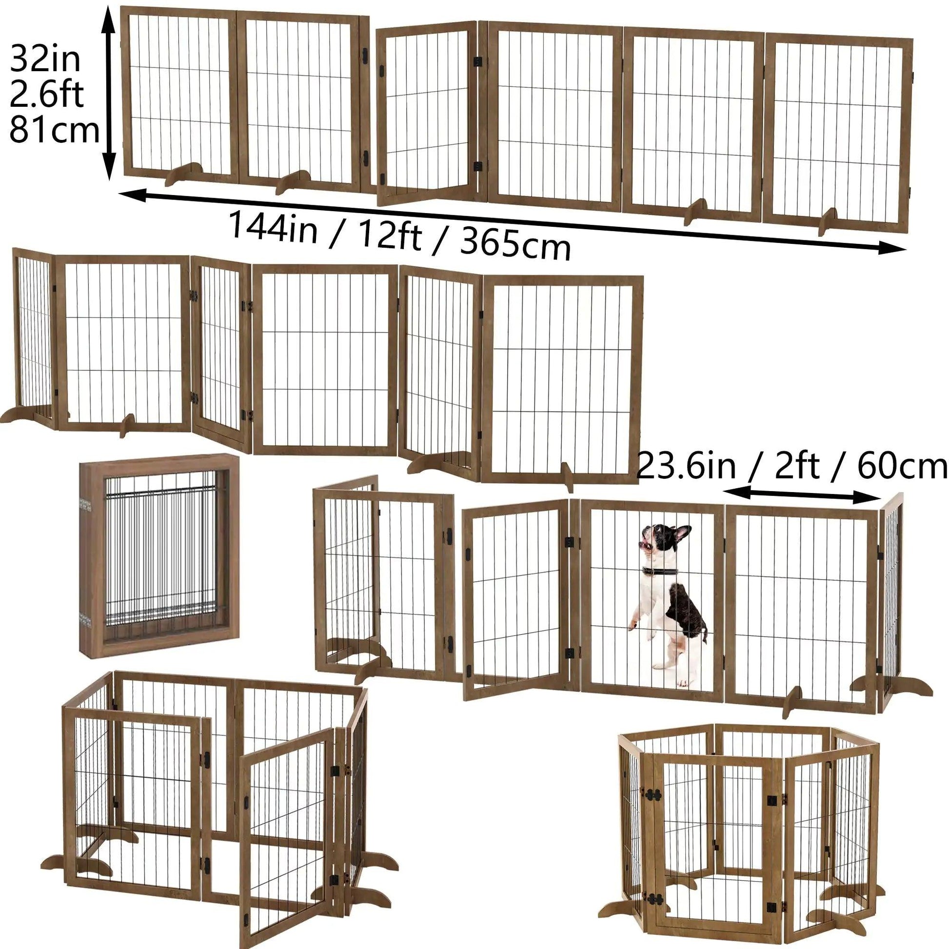 Wide Walk-Through 144in Dog Gate with 6 Panels - MANDOTOS