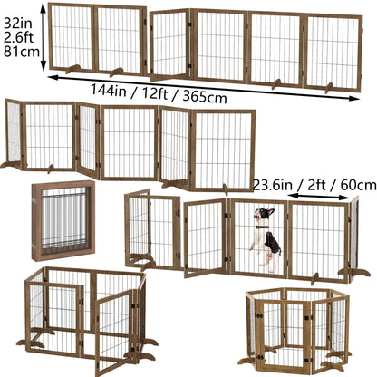Wide Walk-Through 144in Dog Gate with 6 Panels - MANDOTOS