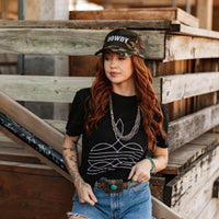 Black Wild Junkie Western graphic tee featuring the Original Viral Boot Stitch design, casual and stylish for everyday wear.