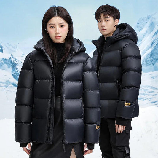 Winter Black Gold Down Jacket Couple Style - MANDOTOS