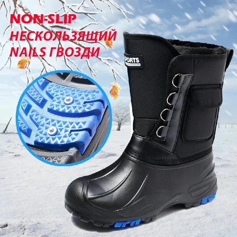 Winter Men's Outdoor Boots Warm Waterproof Snow Boots for Men Fishing Boots Men's Non-slip Hiking Boots Male Sneakers Work Boots - MANDOTOS