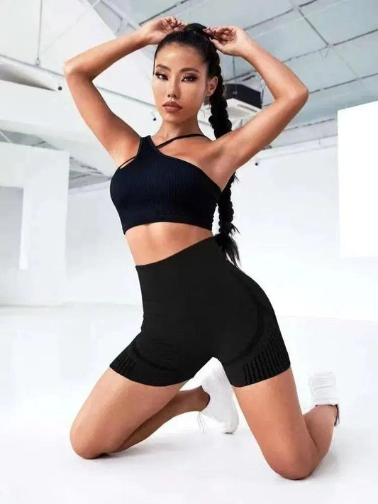 Women Yoga Shorts High Waist Workout Shorts Fitness Yoga Lift Butt Fitness Ladies Yoga Gym Running Short Pants Sportswear - MANDOTOS