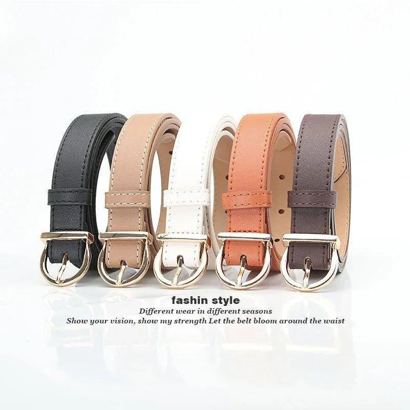 Women's Belt Fashion Pin Buckle Thin Belt Genuine Luxury Soft Belt Women With Cargo Pants Jeans Windproof Belt Pu Leather Belt - MANDOTOS